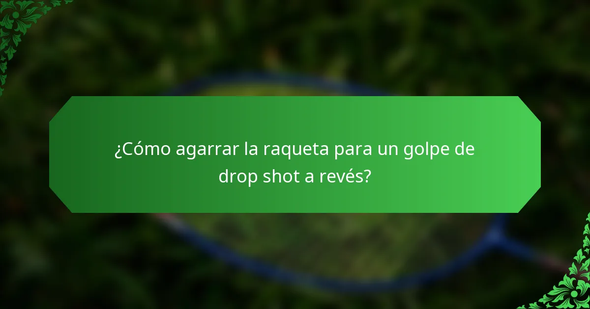 ¿Cómo agarrar la raqueta para un golpe de drop shot a revés?