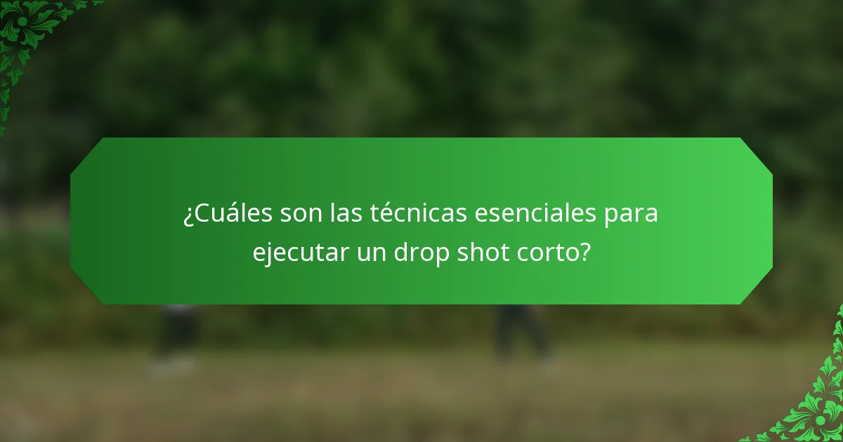 ¿Cuáles son las técnicas esenciales para ejecutar un drop shot corto?