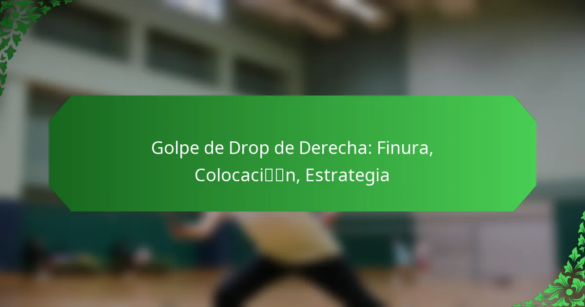 Golpe de Drop de Derecha: Finura, Colocación, Estrategia