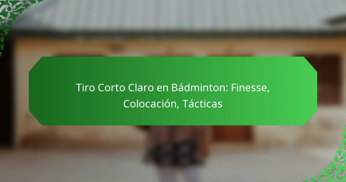 Tiro Corto Claro en Bádminton: Finesse, Colocación, Tácticas
